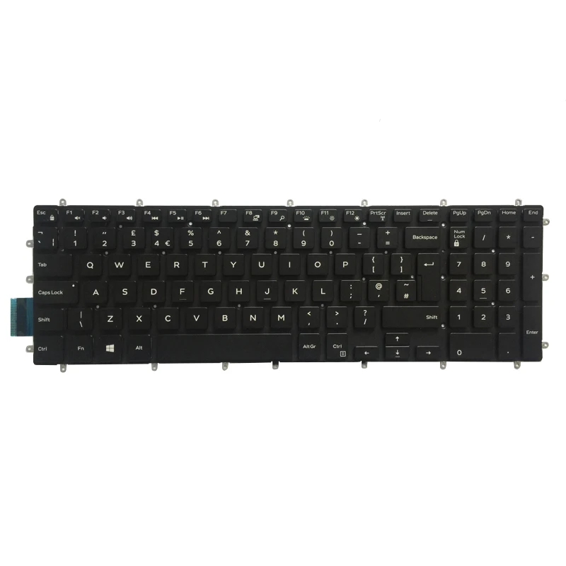 New UK laptop keyboard for Dell Inspiron 2 in 1 5570 5575 5770 5775 keyboard layout White font with Backlit