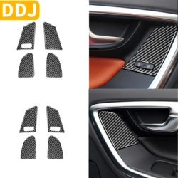For Volvo S60 V60 XC60 2010-2018 Accessories Car Carbon Fiber Interior Door Lock Switch Panel Trim Cover Sticker Styling