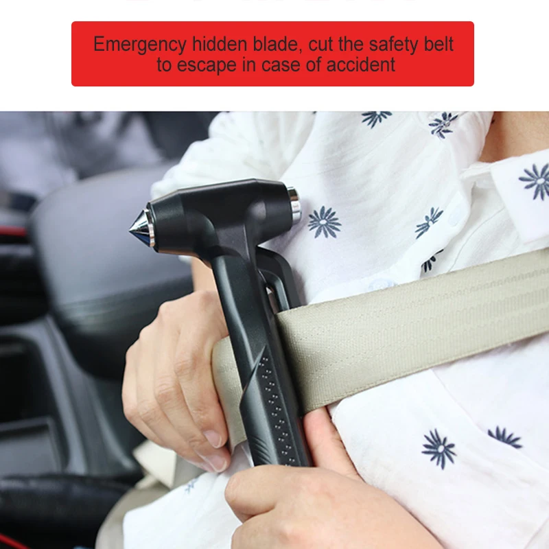 

Car Supplies Car Safety Hammer Tool With Base Car Window Breaker With Cutter Life-Saving Hammer BIN