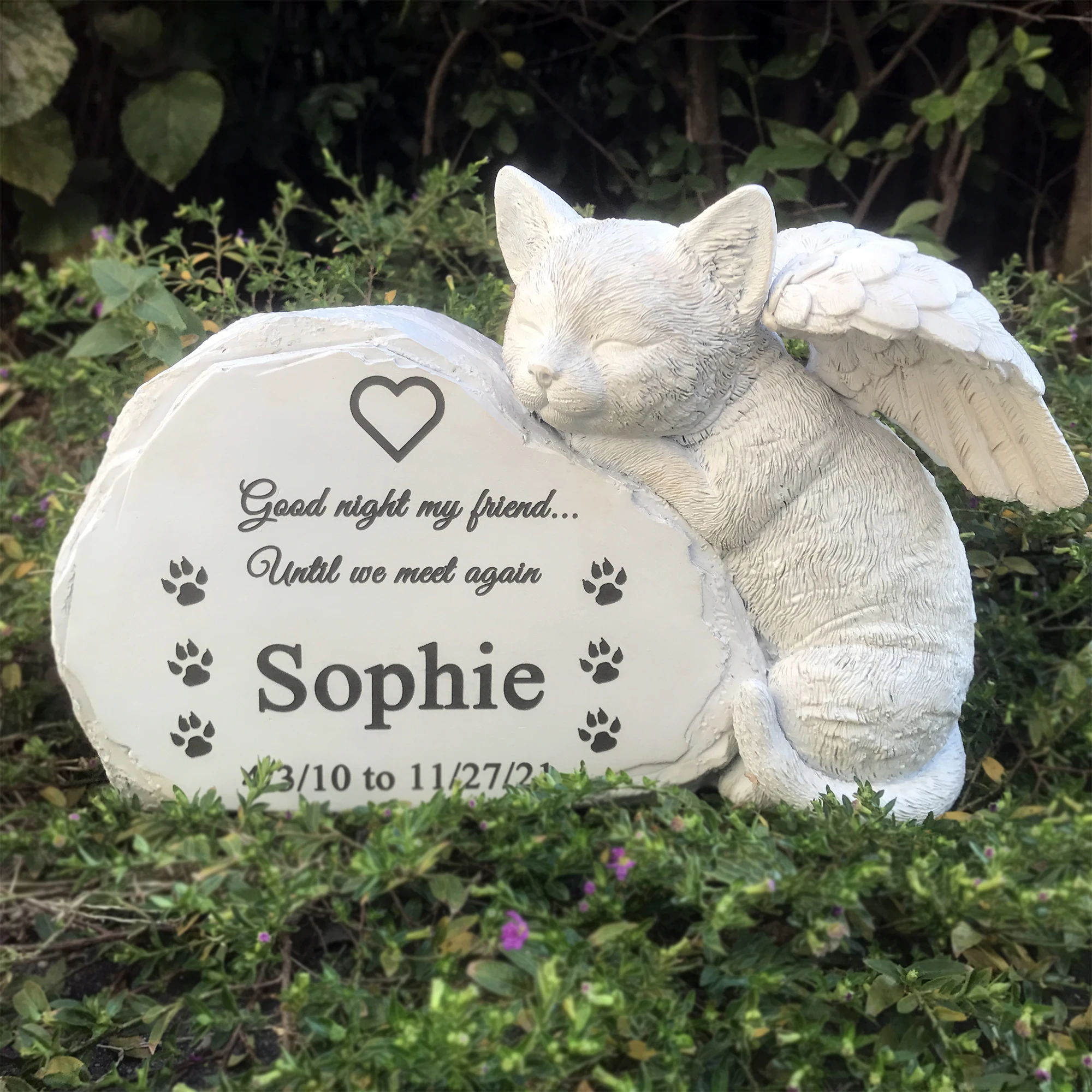 

Personalized Cat Angel Pet Memorial Grave Marker Tribute Statue-Pet Headstone Memorial Garden Stones