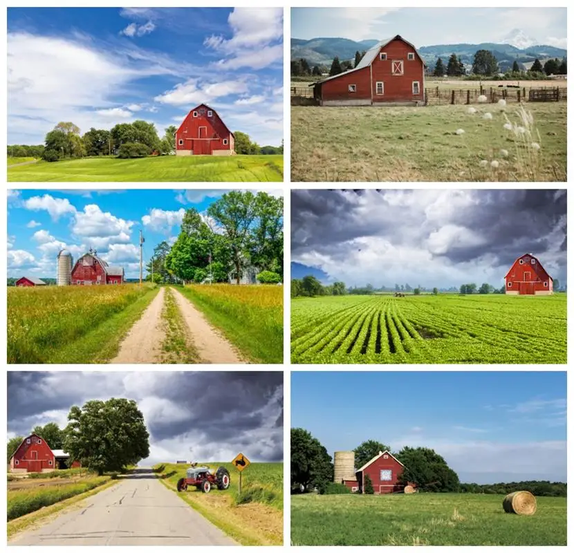 

Leacco Spring Cloudy Outdoor Farm Green Grass Real Landscape Photo Background Customized Poster Portrait Photographic Backdrops