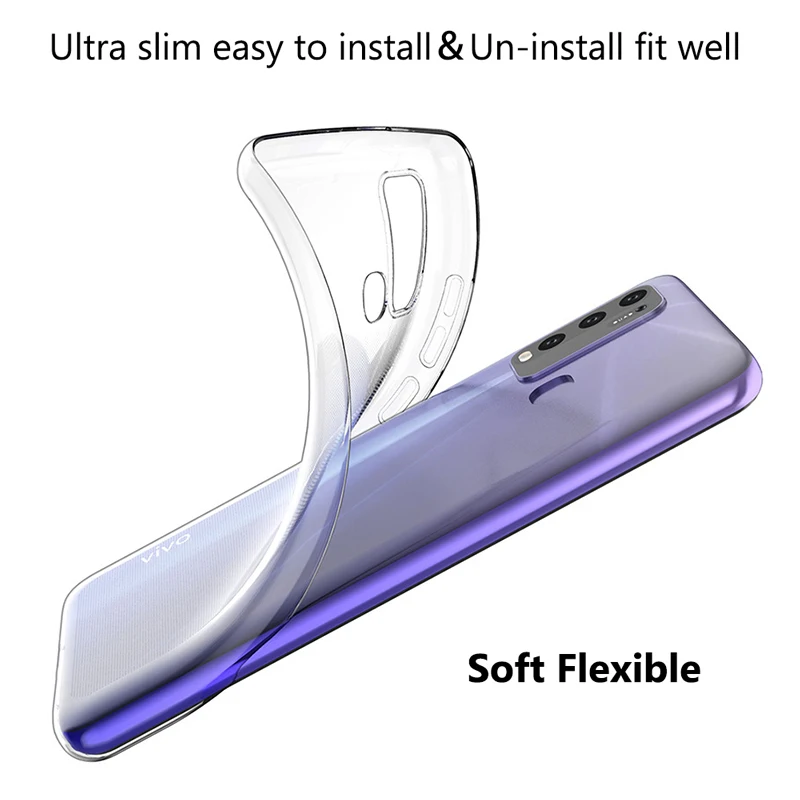 For vivo Y30 Y50 Y 50 30 Slim Crystal Clear Transparent Soft TPU Back Case Protection Skin Camera Protect Cover