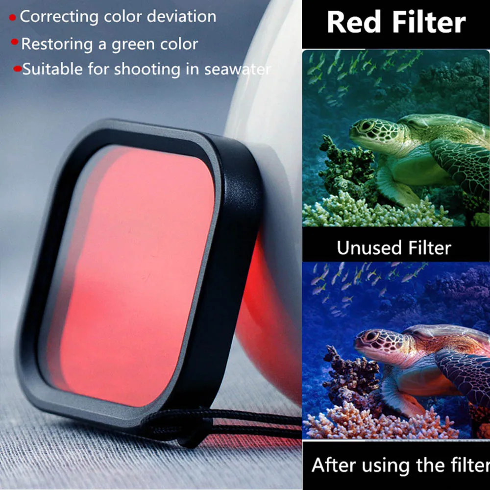 TUYU-فلاتر عمق الكاميرا لـ Gopro Hero 8 ، مقاومة للماء ، HERO8 ، ملحقات الكاميرا