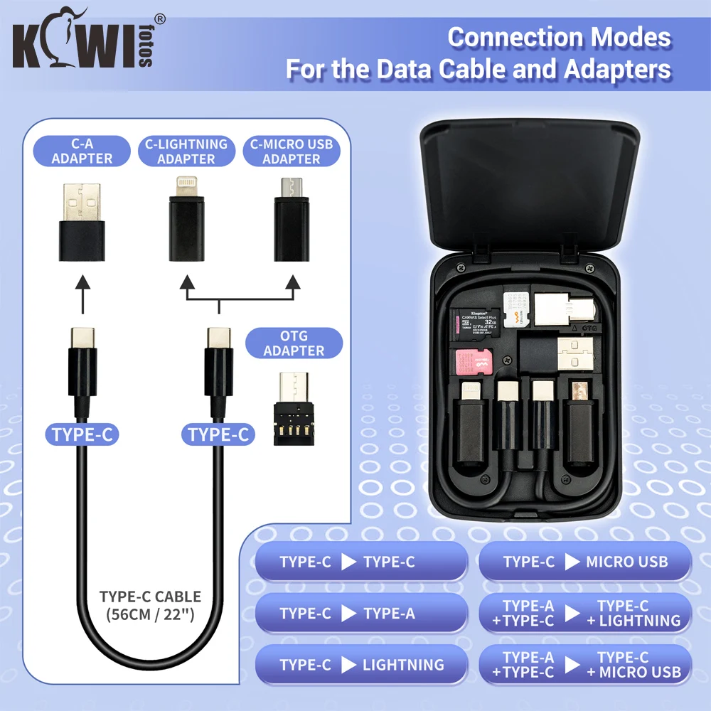 Cable Card Travel Light Urban Survival Card USB Adapter Kit Card Storage Box Charging Data Transfer for Linghtning Adapter OTG