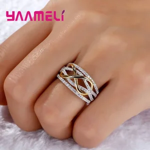Anel infinito amor 925 prata esterlina cor brilhante zircão cúbico laço letra 8 eternidade promessa jóias para mulher namorada 10 principais vendas argola de brilho - №3