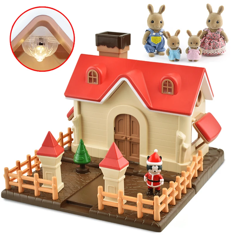 2022 1:12 Rabbit Family New Forest House Simulation Snow Hut ABS Boys and Girls Play House Toy Birthday Gift