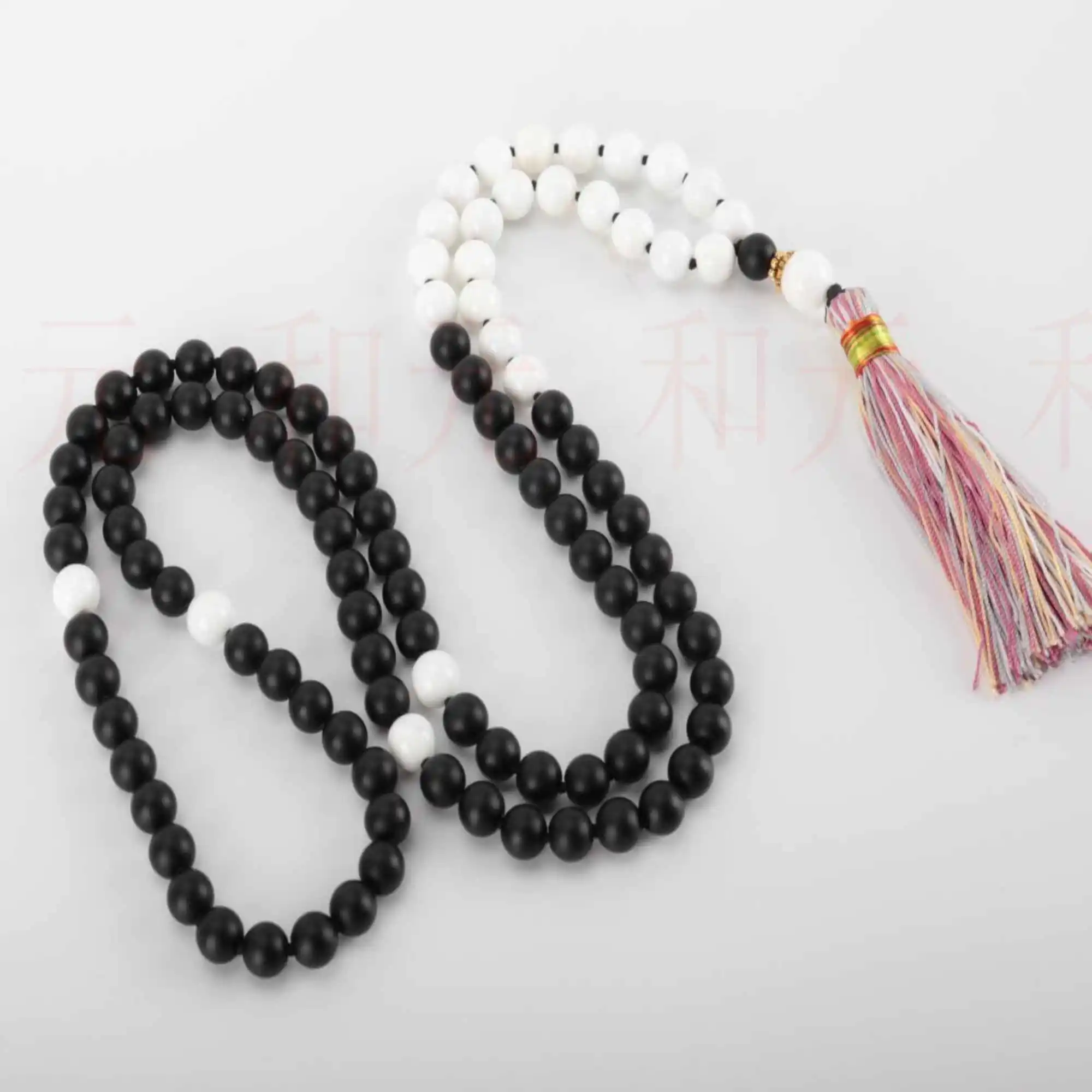 6mm 108 knot Natural black agate white tridacna bead necklace Christmas spread Mental Chain Blessing Diy Cuff National Style