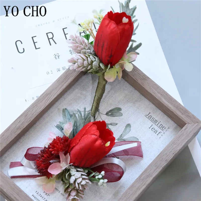 Festa de casamento baile corsage noivo boutonieres damas de honra pulseira de pulso casamento flor irmã pulso corsage masculino terno boutonniere