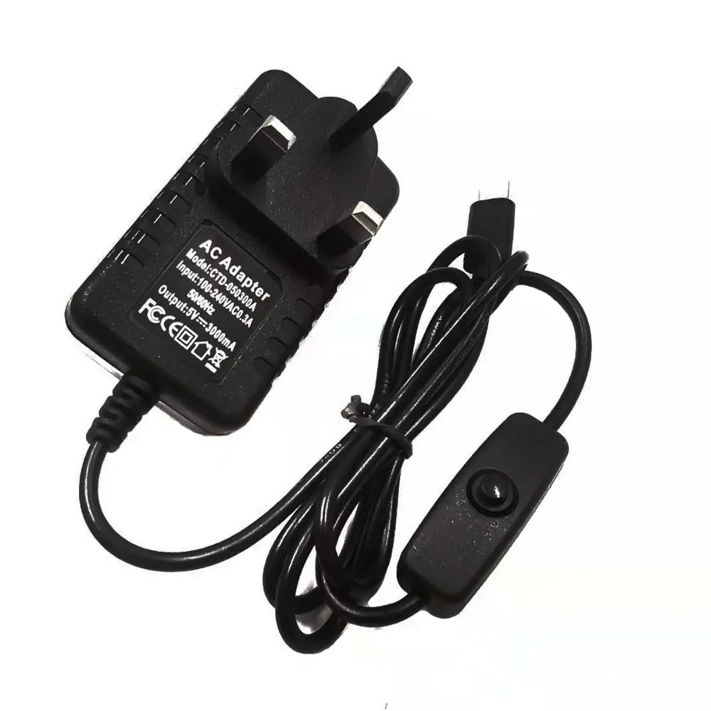 Raspberry Pi 4 Power Supply Type-C 5V 3A Power Adapter With ON/OFF Switch EU US AU UK Charger for Raspberry Pi 4 Model B