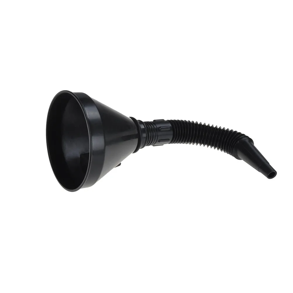 Black 2 In 1 Plastic Funnel Can Spout For Oil Water Fuel Petrol Diesel Gasoline