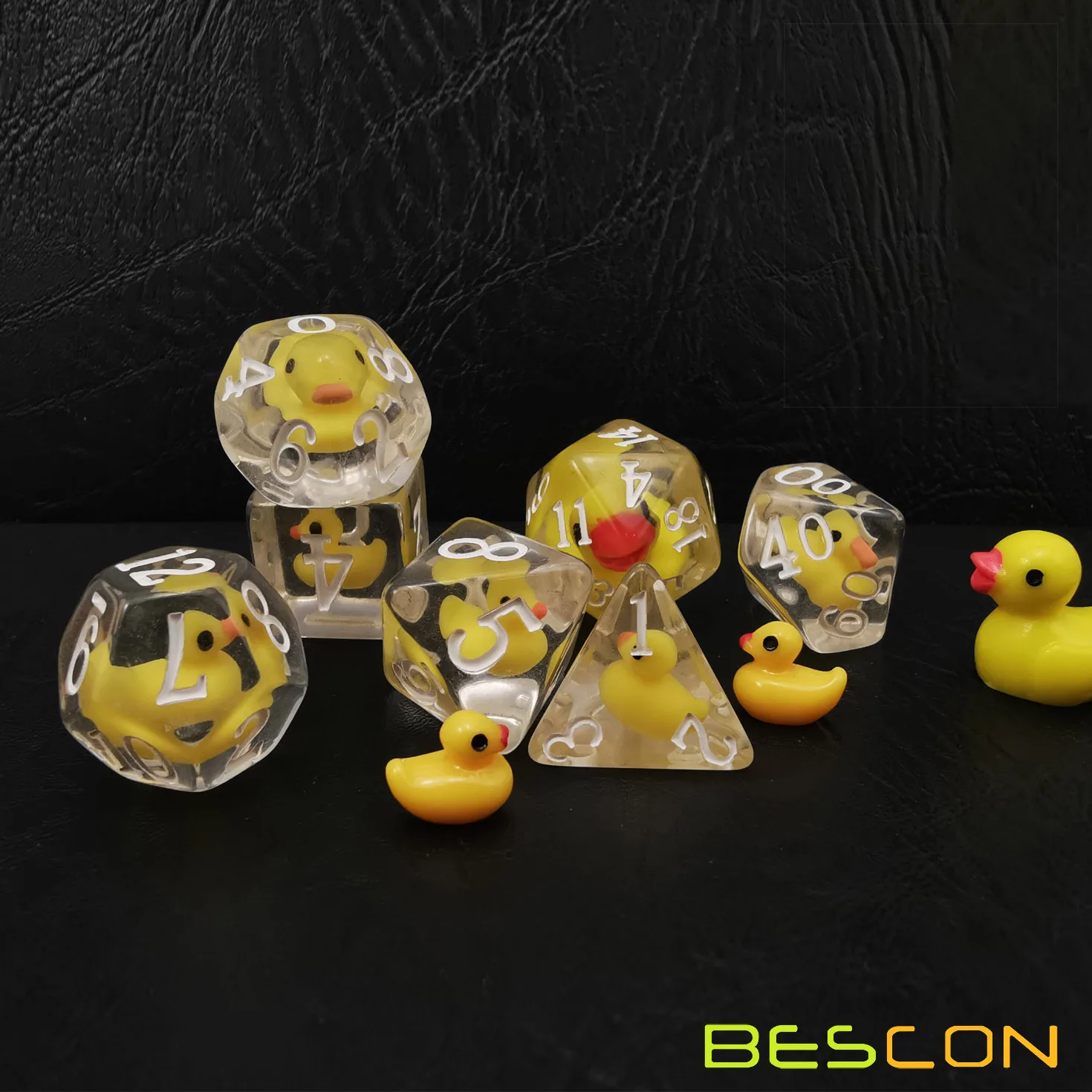 Bescon YellowDuck RPG Dice Set of 7,  Novelty Yellow Duck Polyhedral Game Dice set