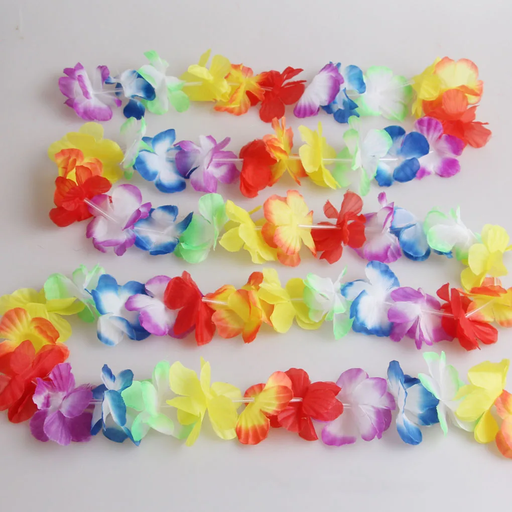 Hawaiian Flower Garland Tropical Artificial Necklace Banner Multicolor Floral Party Decoration