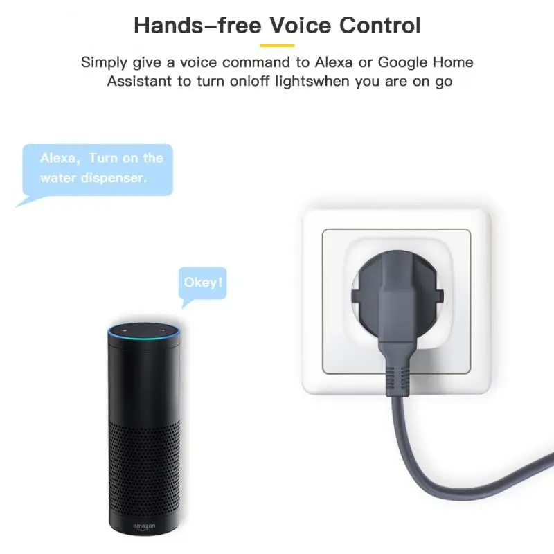 قابس الطاقة الذكي Wifi ، الاتحاد الأوروبي ، المنزل الذكي ، مقبس لاسلكي ، يعمل مع Alexa و Google Home