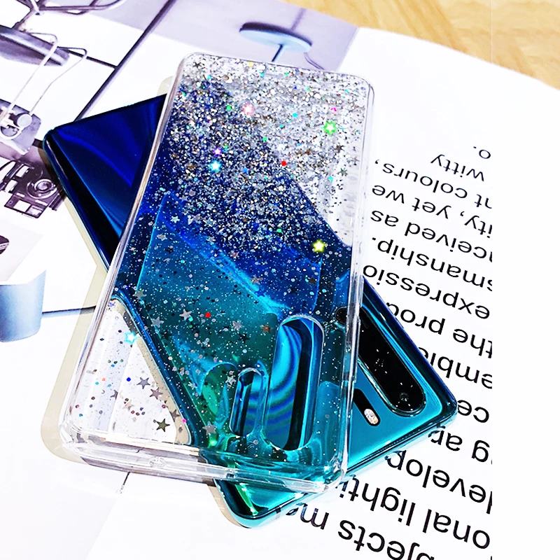 Luksusowe etui z brokatem do Huawei P30 P20 P40 Pro Plus Mate 20 Pro Lite Nova 5T P Smart 2019 2021 TPU przezroczysty pokrowiec