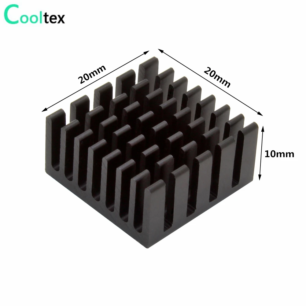 10pcs 20x20x10mm Aluminum Heatsink Black Heat Sink Cooling Cooler Radiator for Electronic Chip IC With Thermal Conductive Tape