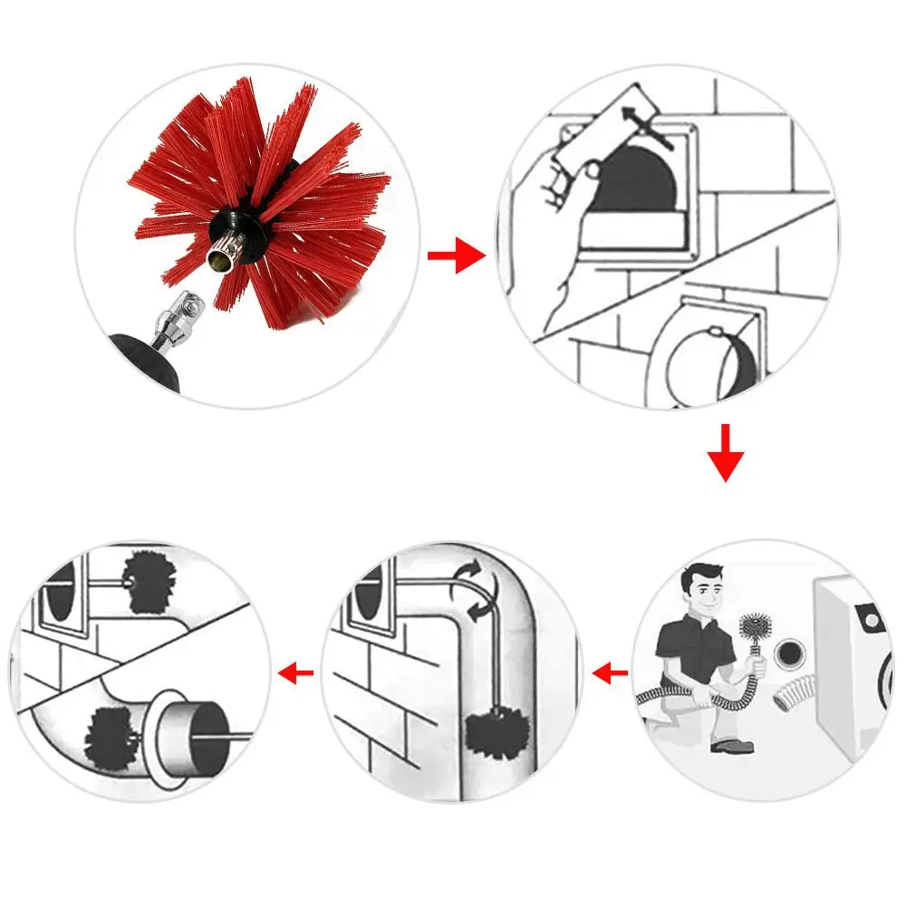 Professionally Chimney Brush Lint Remover With Reinforced Nylon Rod Durable For Metal Flues And Brick Chimneys