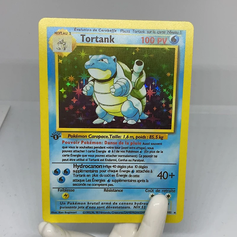 Cartoon Kawaii Anime Pokemon French Flash Card 1996 First Edition Blastoise Charizard Venusaur Pikachu Game Collector\'s Card