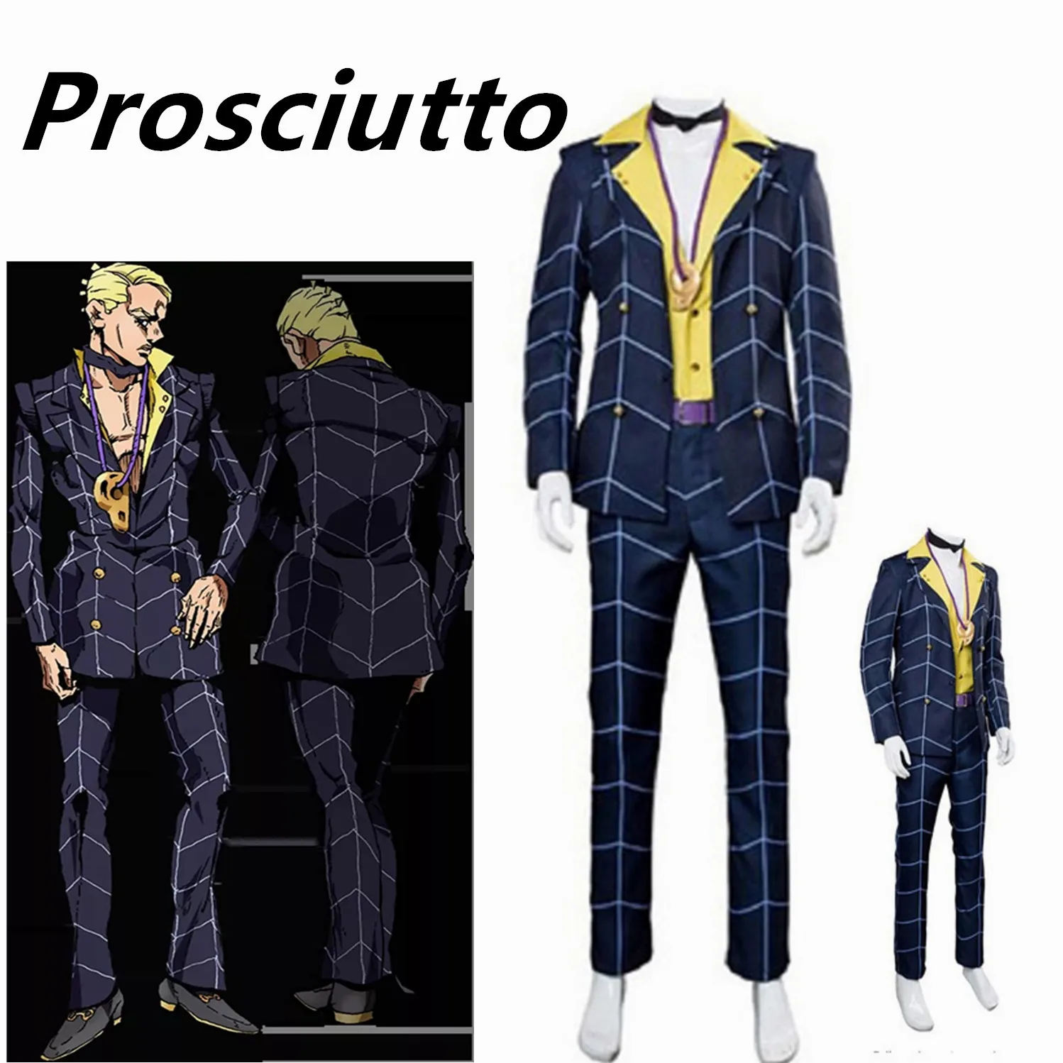 

JoJo's Bizarre Adventure Golden Wind Prosciutto Cosplay Costume Bruno Bucciarati Outfit Suit Adult Men Women Halloween Carnival