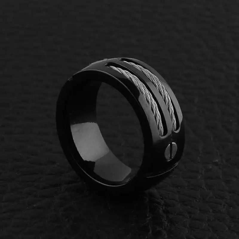 MIQIAO Stainless Steek Titanium 8mm Screw Wire Vintage Hip Hop Rings for Men Women Couple Friends Gift Fashion Jewelry Bague Ane