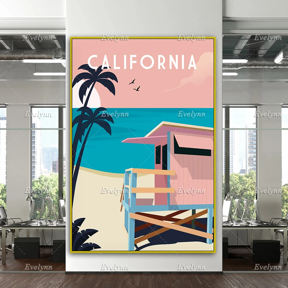 

California Travel Poster, Retro California Print, Travel Wall Art, Retro Wall Art, Home Decor Canvas Unique Gift