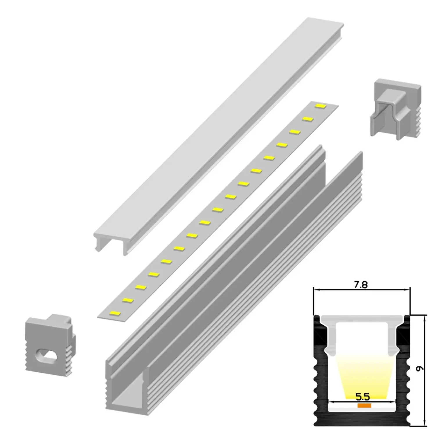 

30m(30pcs) a lot, 1m per piece, led aluminum profile extrusion for led strips with milky diffuse cover