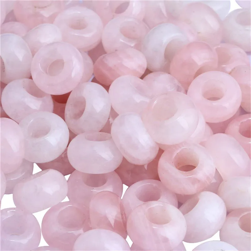 Julie Wang 10PCS 10/14mm Natural Stone Beads Multiple Styles Round Spacer Beads Big Hole Bracelet Jewelry Making Accessory