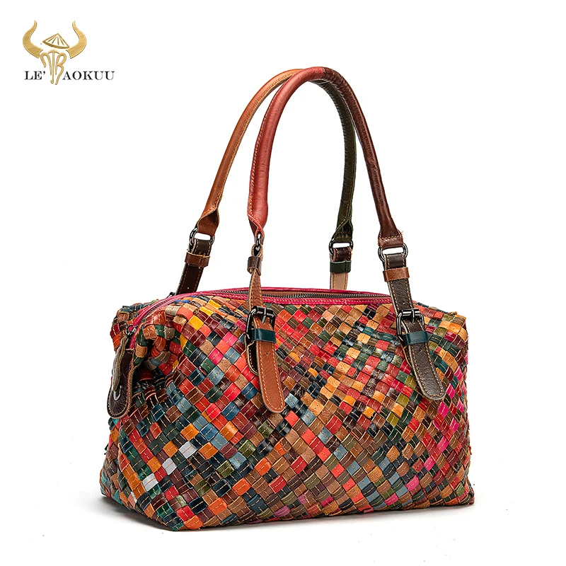 Quality Leather Women\'s Patchwork Female Luxury Purse Handbag Fashion Colorful Over Shoulder Messenger Designer Tote Bag 9058