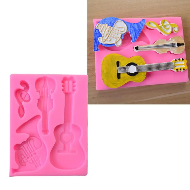 Handmade Musical Instruments Resin Mold Guitar Violin Keychain Pendant Epoxy Resin Casting Mold Jewelry Making Tools