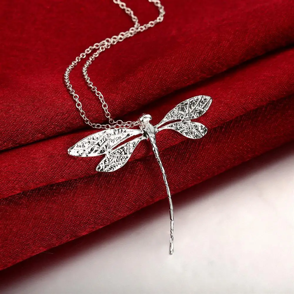 New Fashion 925 Silver Jewelry Long Dragonfly Pendants Necklaces 20