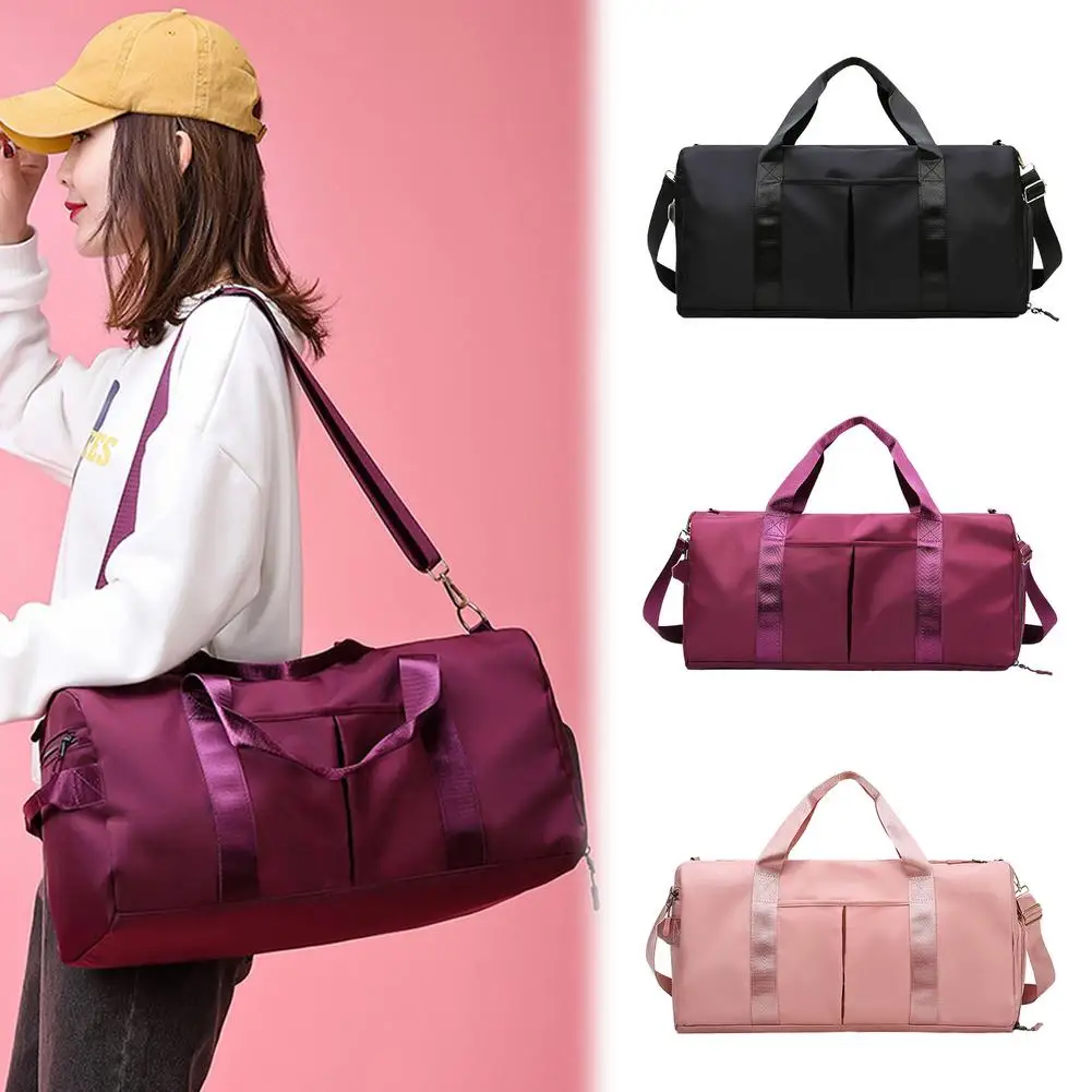 Saco de ginásio à prova dwaterproof água ao ar livre preto rosa sacos de desporto para sapatos novas bolsas de ombro das mulheres grandes sacos de viagem saco de fitness