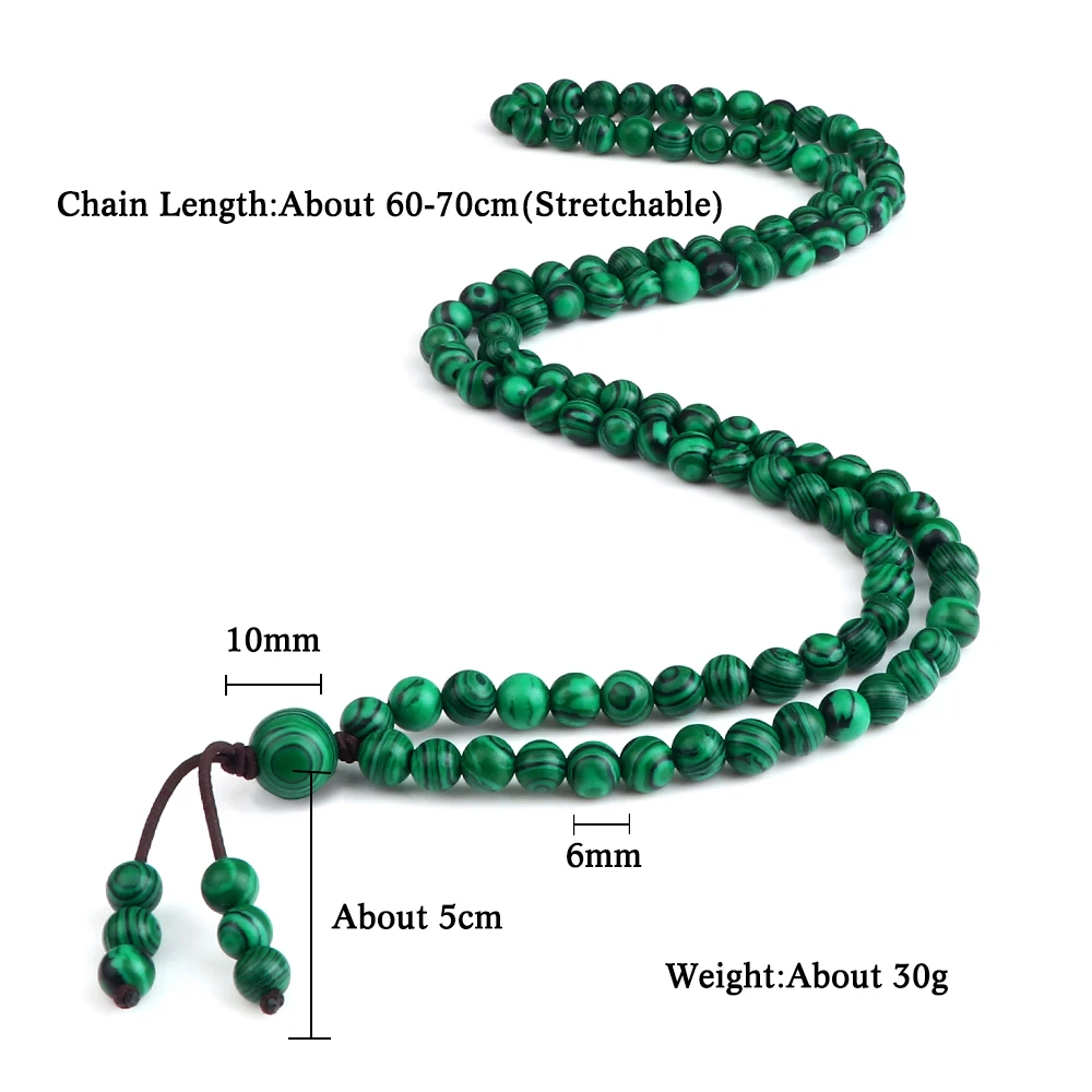 Collier de perles Malachite pour hommes et femmes, 108 Bracelets tibétains en pierre naturelle de 6mm, faits à la main, bijoux de prière enveloppés