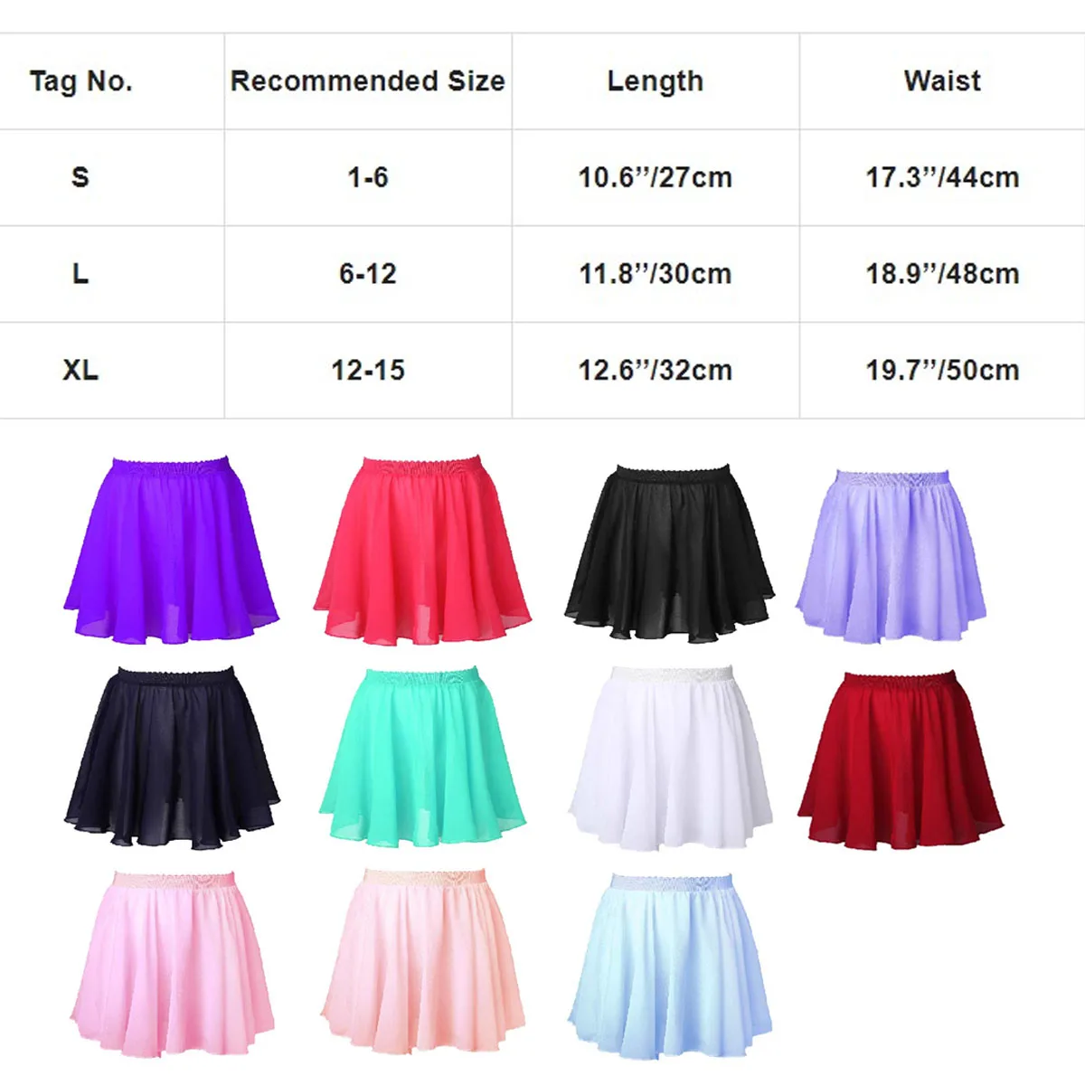 Kids Girls Ballet Dance Chiffon Skirt Stylish Elastic Waistband Solid Ballerina Veil Skirt Dancewear Stage Performance Costume