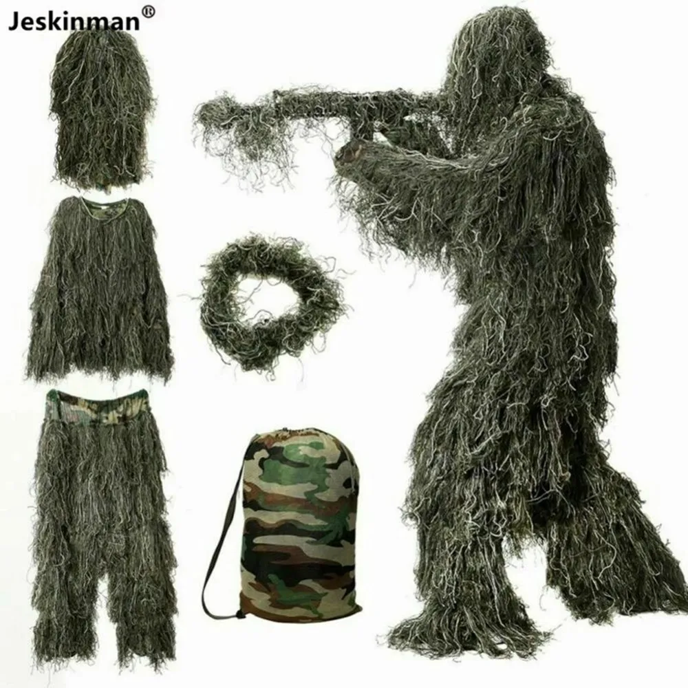 

Adult Jungle Grass Bionic Camouflage Sniper CS Games Combat Suit Polyester Breathable Sun-Protection Hunting Fishing Jacket Pant