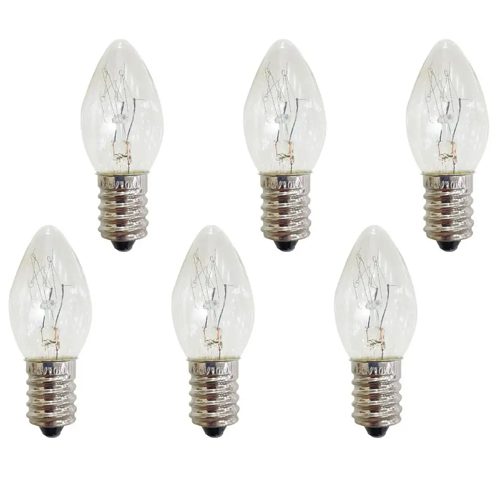 6Pcs/set E14 Light Bulb 220V 10W 100LM 2700K Transparent Warm Color C7 Incandescent Tungsten Night Lamp Bulb Dropship