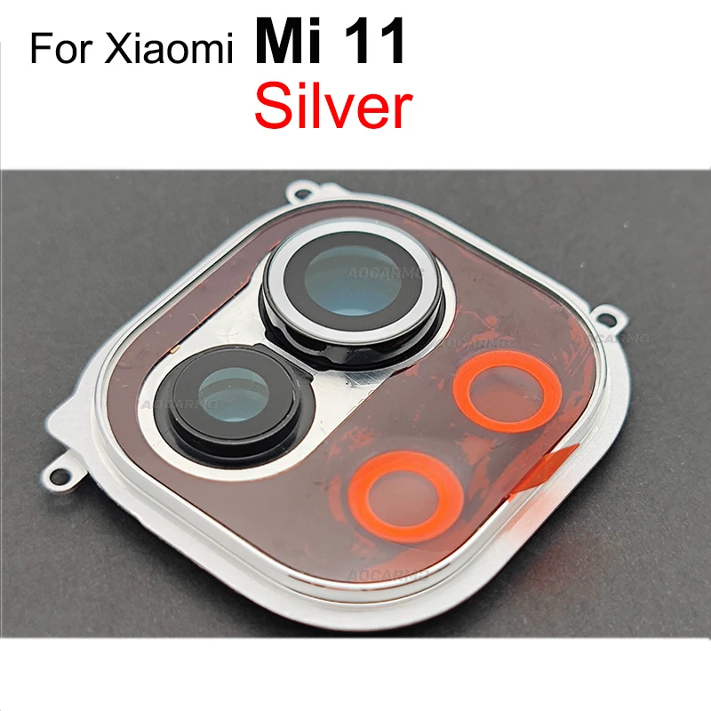 Aocarmo dla Xiaomi Mi 11, tylna kamera tylna, szkło obiektywu z ramką, naklejką, część naprawcza