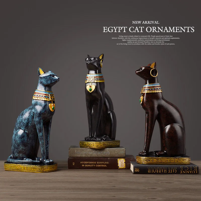 

Egypt Cat Resin Statues Et Sculptures Vintage Decor Living Room Bedroom Desktop Nordic Gift Sculpture Decoration Accessories