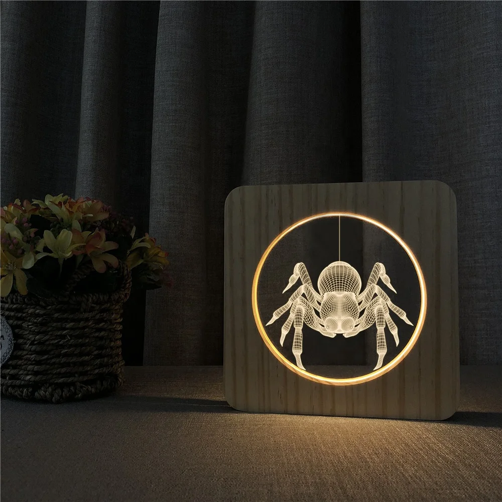 Spider 3D light Plastic LED Lighting Night Light Home Decoration Lamp USB Powered Decorative Nightlight Holiday DropShipping