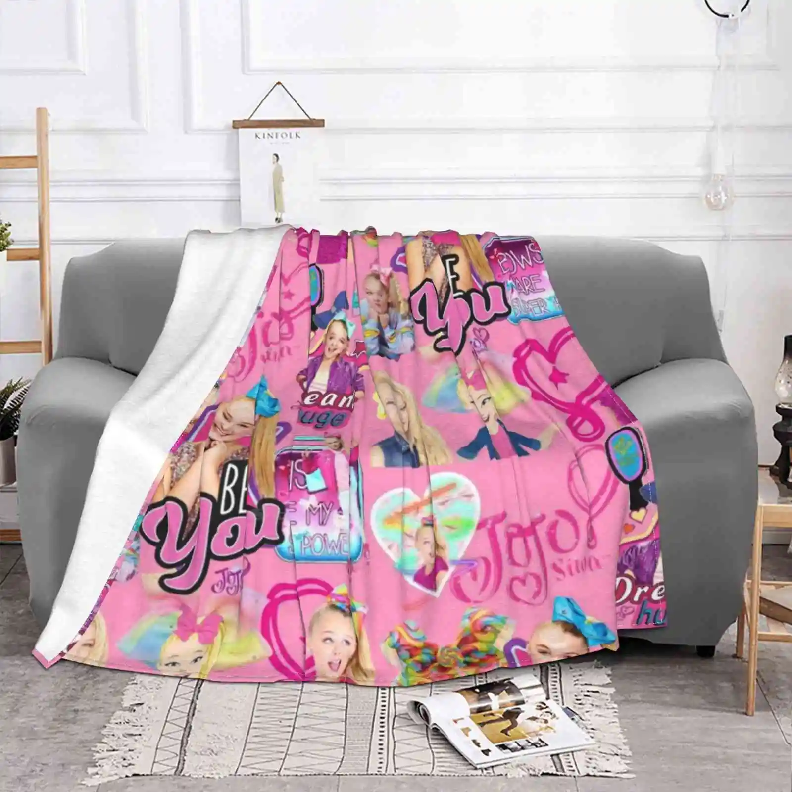 Jojo Siwa Collage New Selling Custom Print Flannel Soft Blanket Jojo Siwa Girls Girly Pink Pink Bow Bow Rainbow Colorful