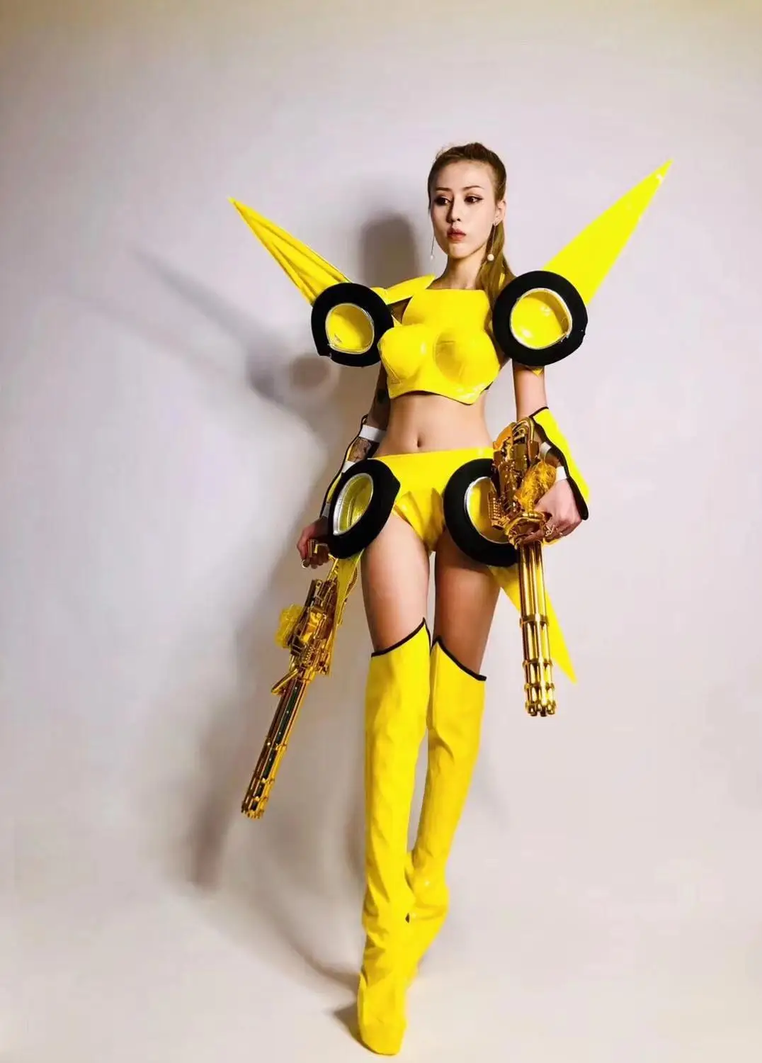 Future party robot girl friend wear cosplay transformer robot costume show stage dance outfit