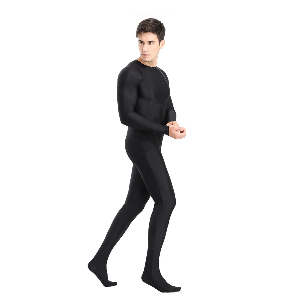 AOYLISEY Adult Long Sleeve Scoop Neck Footed Unitard Plus Size Jumpsuits Spandex for Men Dance Hollween Zentai Cosplay Costumes