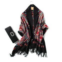 2024 Luxury Brand Cashmere Women Scarf Winter Warm Embroidery Shawls and wraps wool Pashmina Long Female Foulard Thicken Blanket