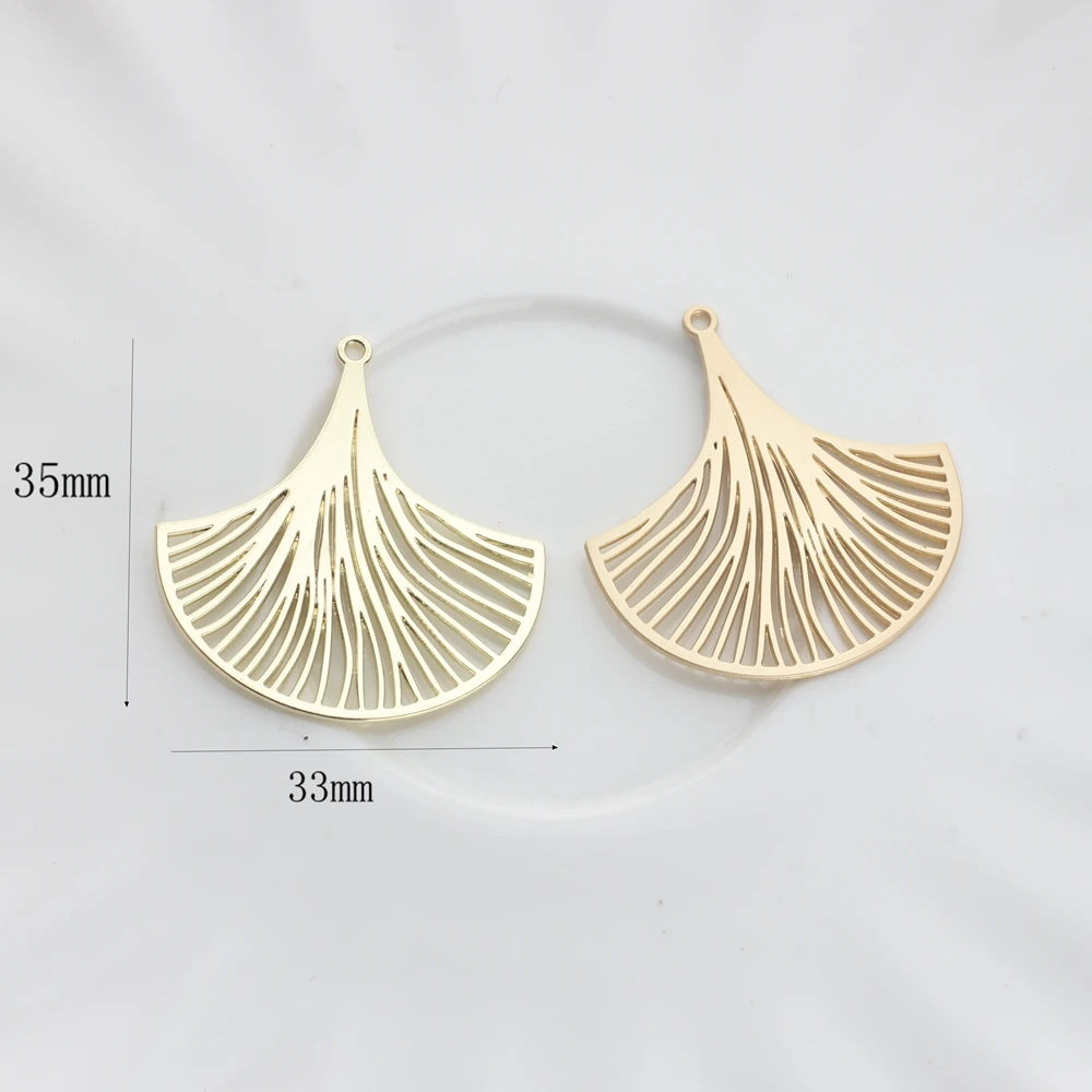 34mm 10pcs/lot Zinc Alloy Charms  Hollow Ginkgo Leaves Shape Charms For DIY Fashion Jewelry Making Finding Accessories
