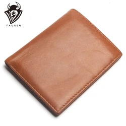 Male Genuine Leather Wallets Men Wallet Credit Business Card Holders Vintage Brown Purses High Quality