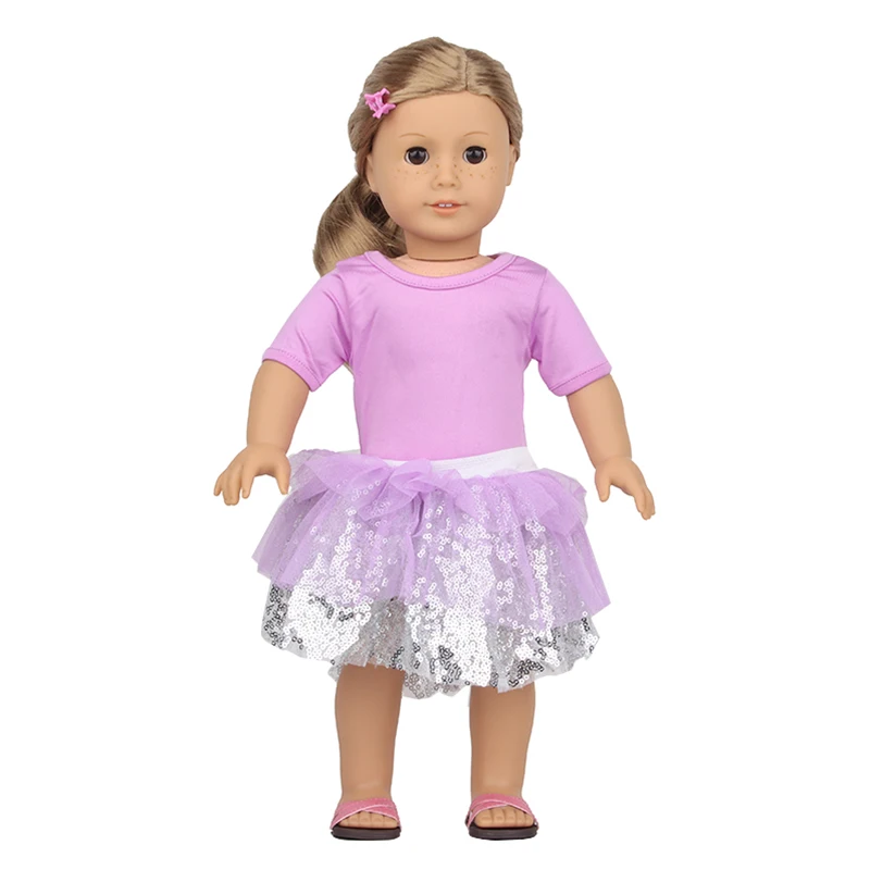 Vestido de noche para muñeca recién nacida, vestido de princesa, ropa para muñeca de 43cm, Falda plisada, vestido púrpura