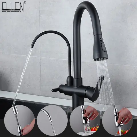 ELK Black Kitchen Pull Out Faucet ELLEN HOMEDECOR