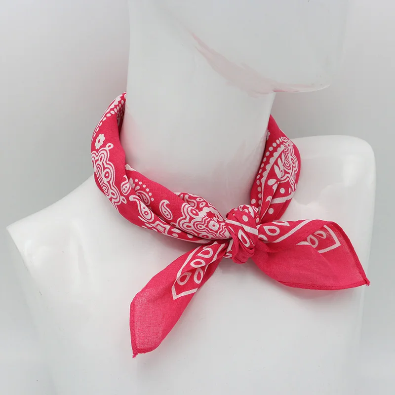 New Printed Cotton Bandanas women In Squares Scarf  For Girl Headband Handkerchief Headwear