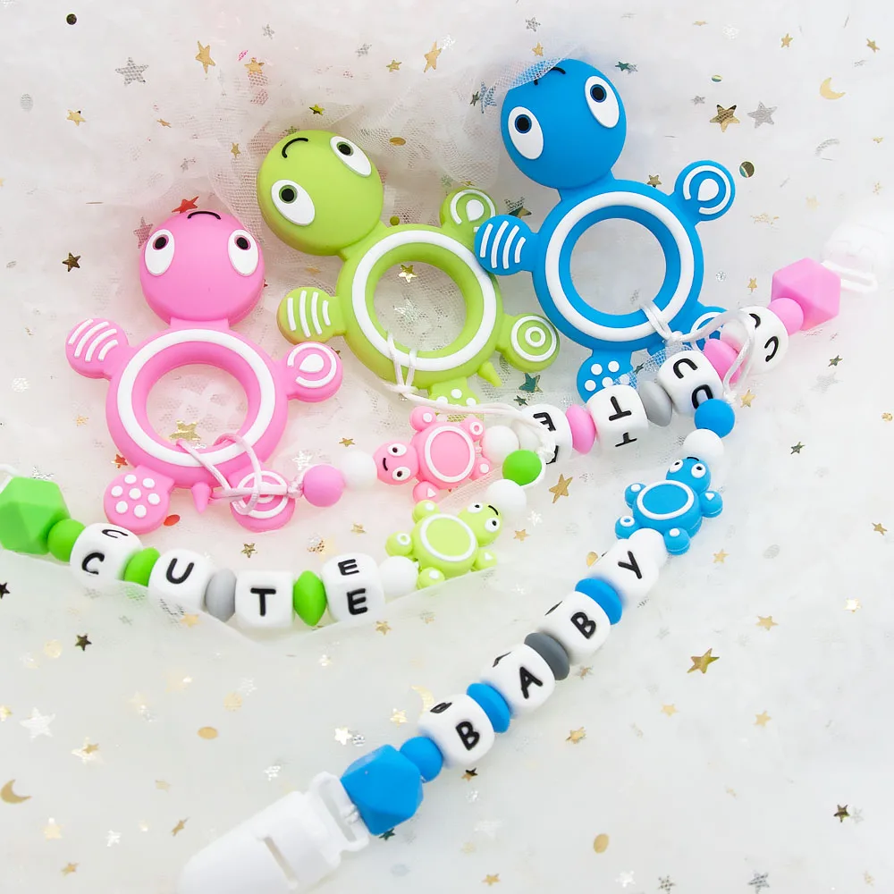 Cute-idea 1PC Pacifier Chain Turtle Silicone Beads Teethers Baby Cartoon Animal Infant Teething Nursing Necklace Toys Gifts