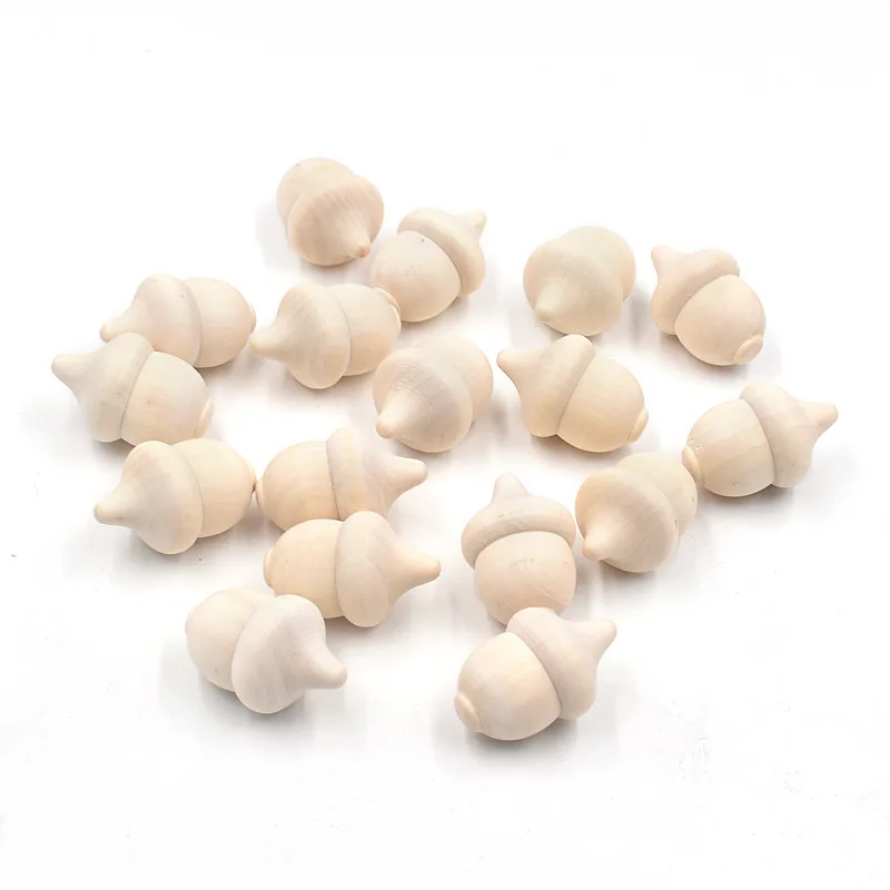 10pcs 3.6x2.4cm Wooden Acorns Natural Wood Counting Sorting Decor Crafts Kit DIY Unfinished Wood for Painting Doll Making