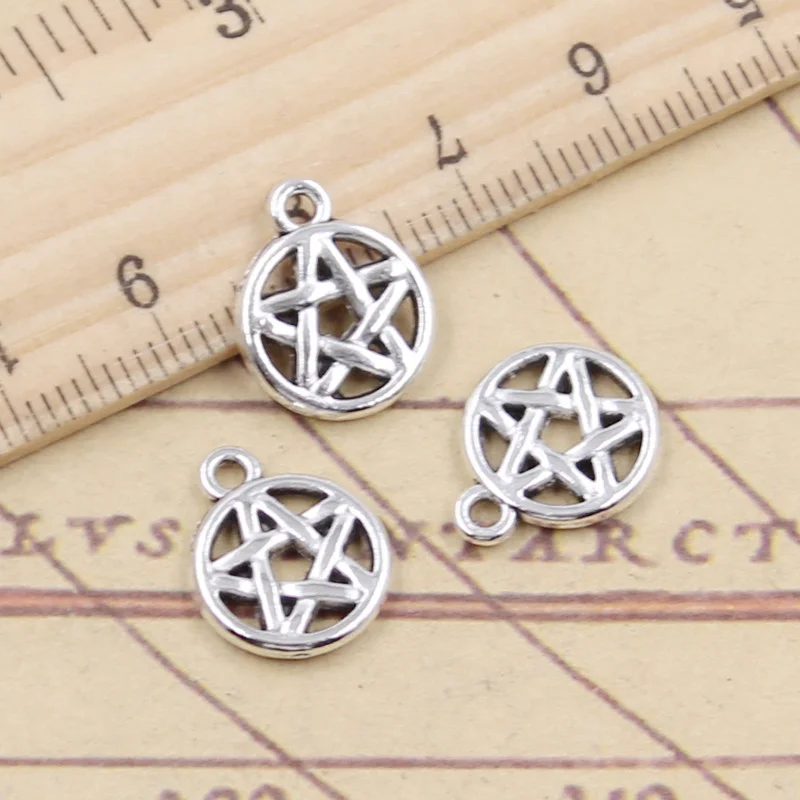 20pcs Charms Star Pentagram 15x12mm Tibetan Bronze Silver Color Pendants Antique Jewelry Making DIY Handmade Craft