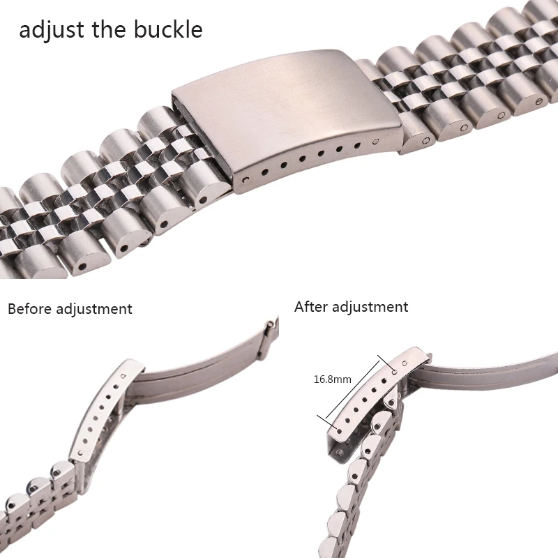 Stainless Steel Watch Band Bracelet Women Men Watchband 18mm 20mm 22mm Curved End Silver Metal Strap Accessories